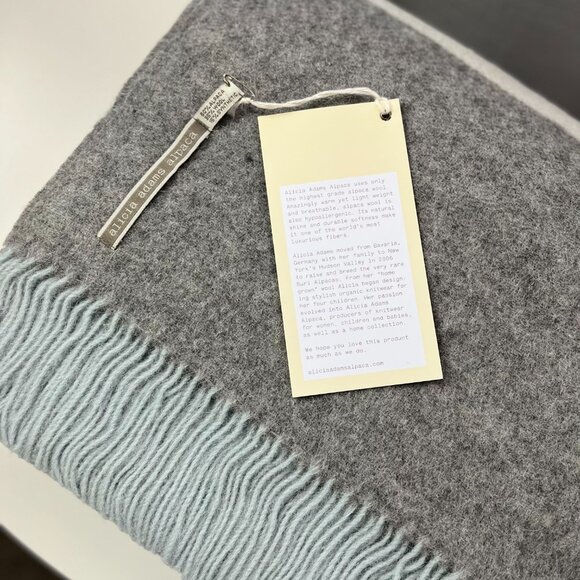 Alicia Adams Alpaca Wool Luxury Canyon Throw in Light Blue/Light Grey/Ivory - Picture 4 of 9